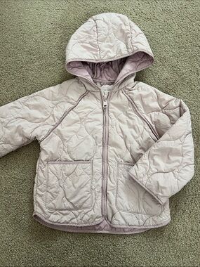 Zara Quilted Hooded Puffer Jacket - Light Mauve Pink